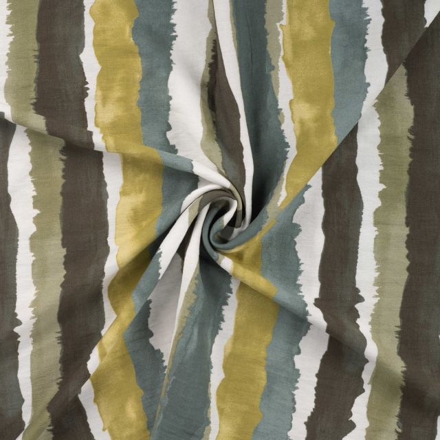 Tissu Viscose texturé Rayures organiques sur fond Ivoire