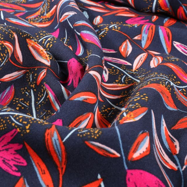 Coupon Tissu Viscose Craftine Colorfull mood Bleu nuit - Coupon de 140 cm