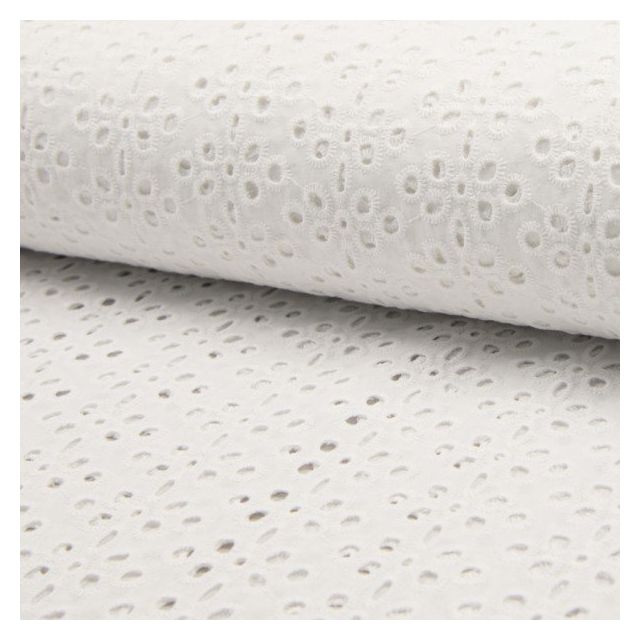 Tissu Broderie anglaise Deluxe n°350 sur fond Blanc - Par 10 cm