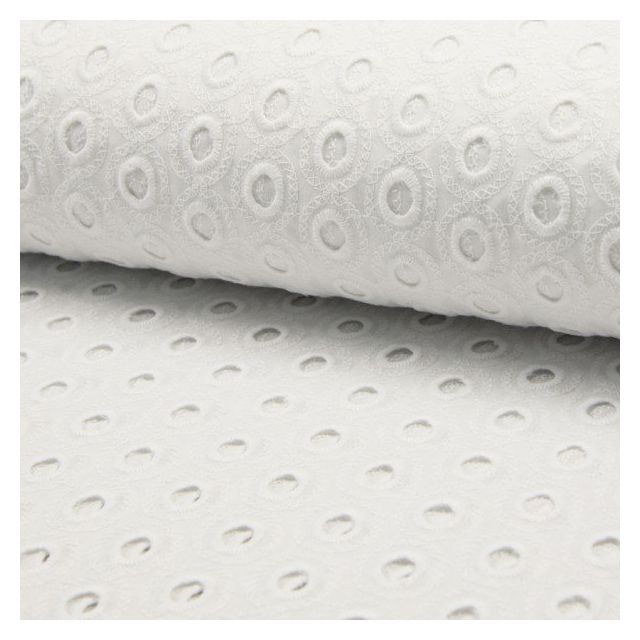 Tissu Broderie anglaise Deluxe n°650 sur fond Blanc - Par 10 cm