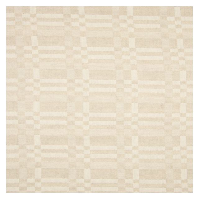 Tissu Lin coton  jacquard Graphique sur fond Beige sable - Par 10 cm