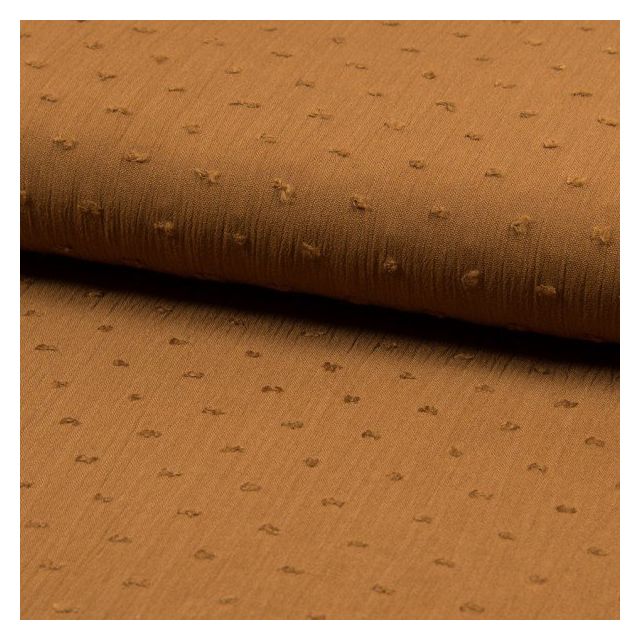 Tissu Plumetis Crépon de viscose Camel - Par 10 cm