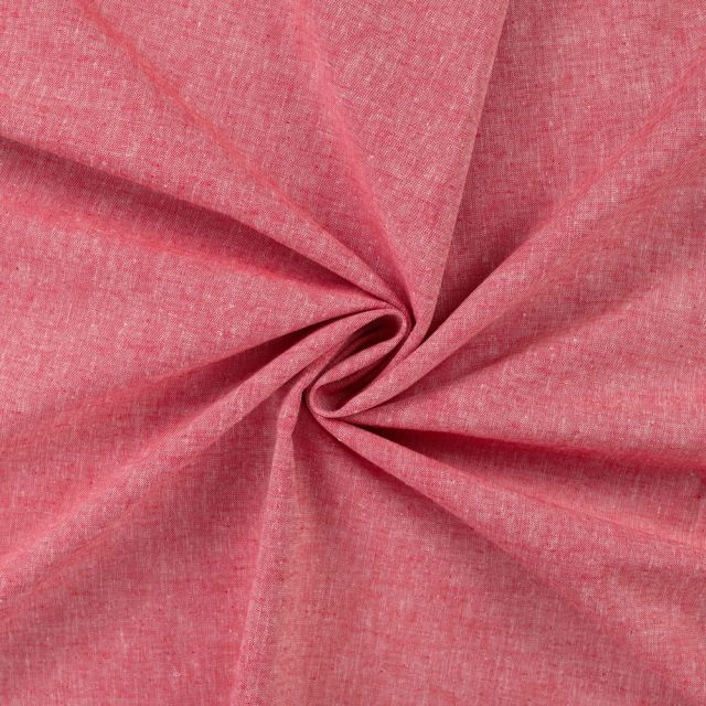 Tissu Lin Coton uni Rouge chiné