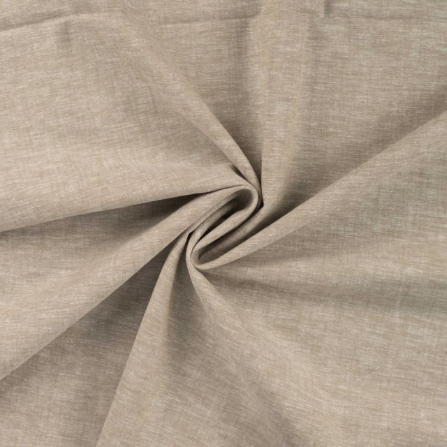 Tissu Lin Coton uni Beige chiné