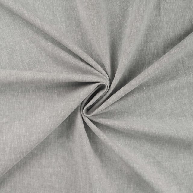 Tissu Lin Coton uni Gris clair chiné