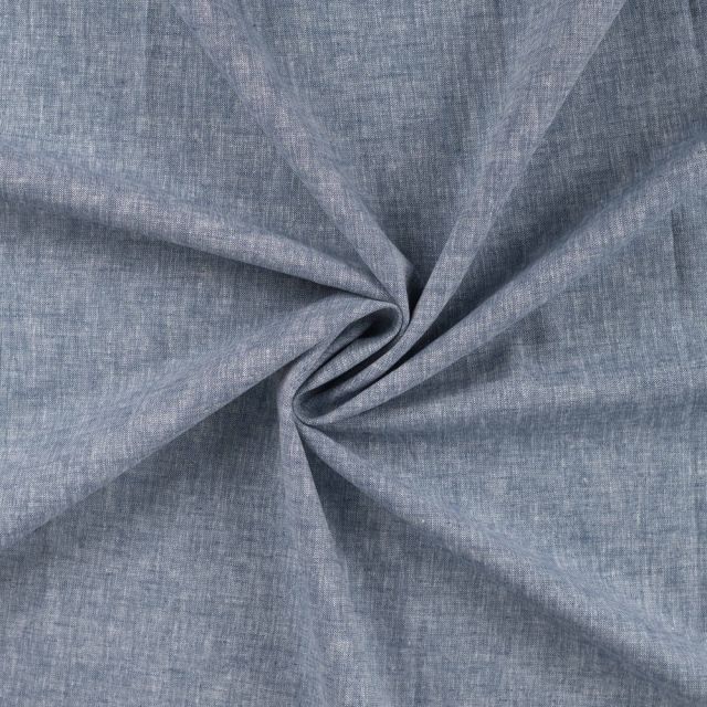Tissu Lin Coton uni Bleu marine chiné