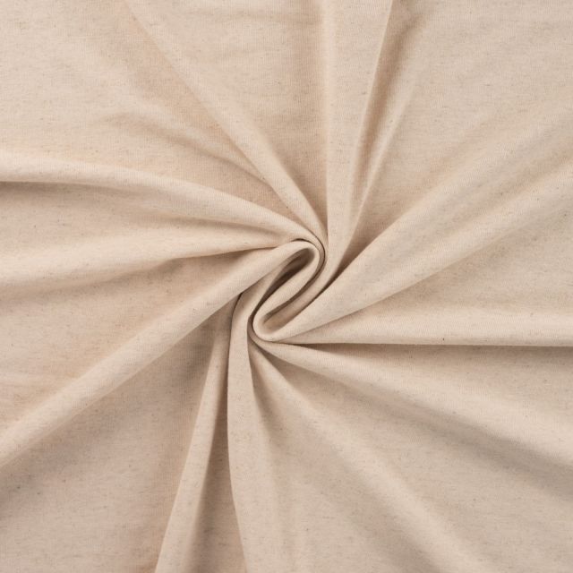 Tissu Jersey Coton Lin uni Beige chiné