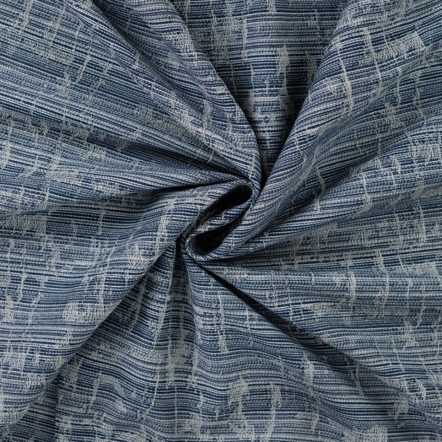 Tissu Jean Denim Rayures déchirées sur fond Bleu jean