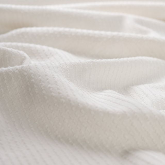 Tissu Coton Jacquard twill uni Blanc cassé