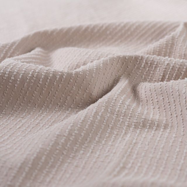 Tissu Coton Jacquard twill uni Beige