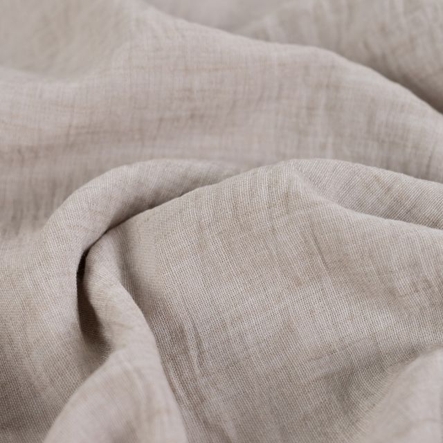 Tissu aspect Lin uni Grège