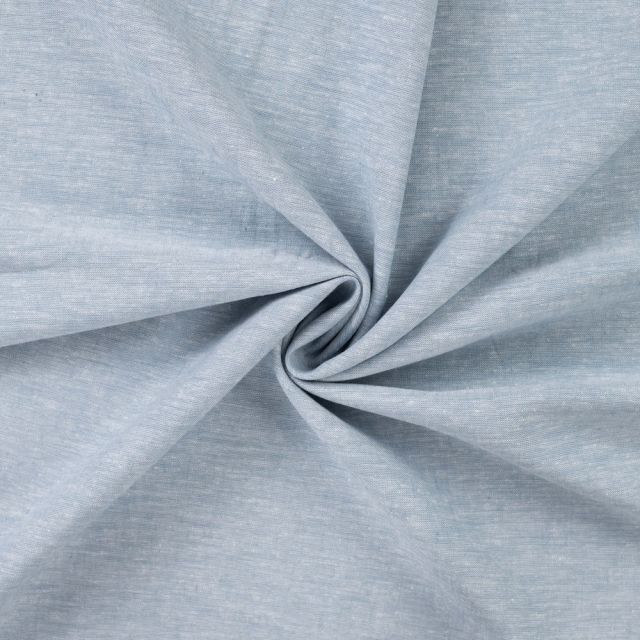 Tissu Lin Coton uni Bleu chiné
