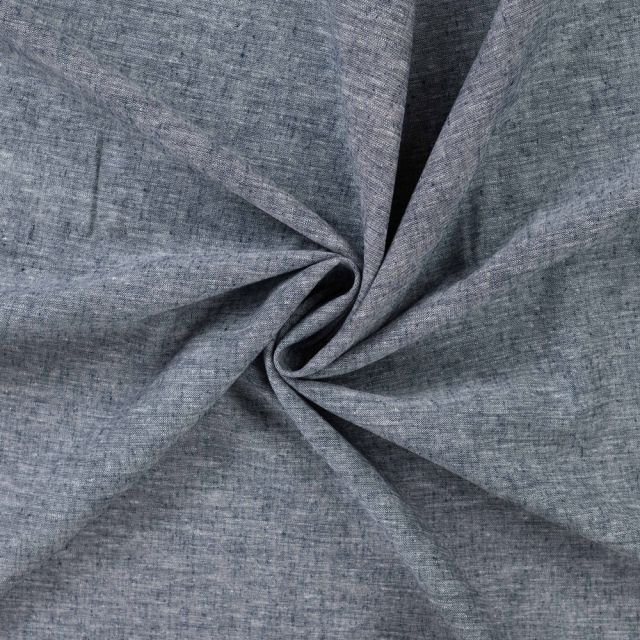 Tissu Lin Coton uni Bleu marine chiné