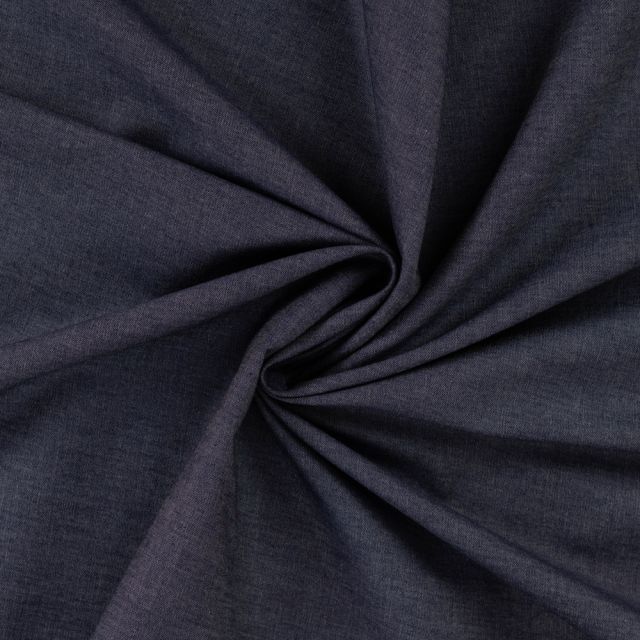 Tissu Jeans denim Coton uni Bleu nuit