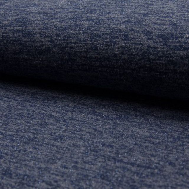 Tissu Maille tricotée Lurex Bleu Navy - Par 10 cm