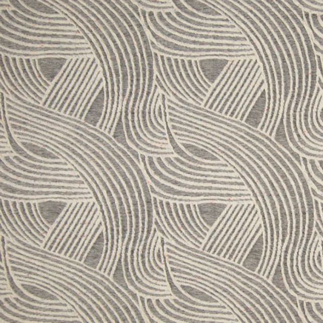 Tissu Jacquard Jersey moucheté Lignes entrecroisées Ecrues sur fond Gris - Par 10 cm