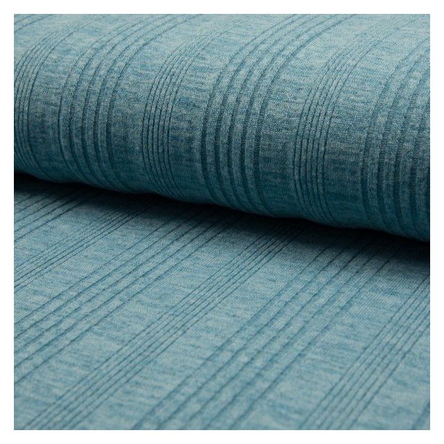 Tissu Maille Jersey  rayures relief Bleu clair - Par 10 cm