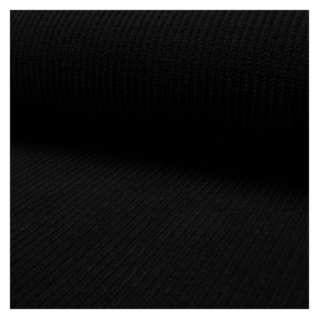 Tissu  maille chenille côtelé Noir - Par 10 cm