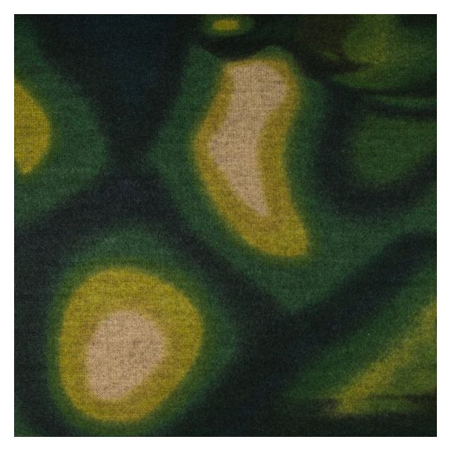 Tissu Caban Laine Motifs abstrait jaune et beige sur fond Vert sapin - Par 10 cm