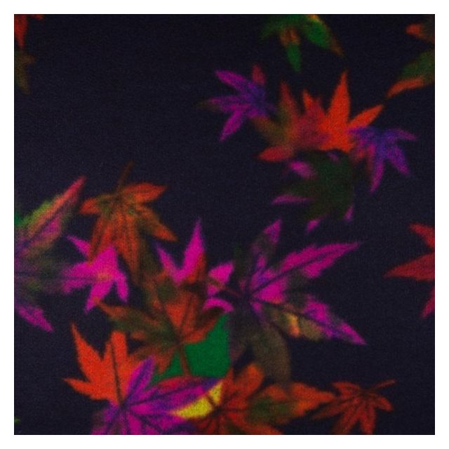 Tissu Caban Laine Feuilles fuchsia et orange sur fond Violet foncé - Par 10 cm