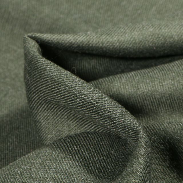 Tissu Viscose Twill uni Vert kaki foncé