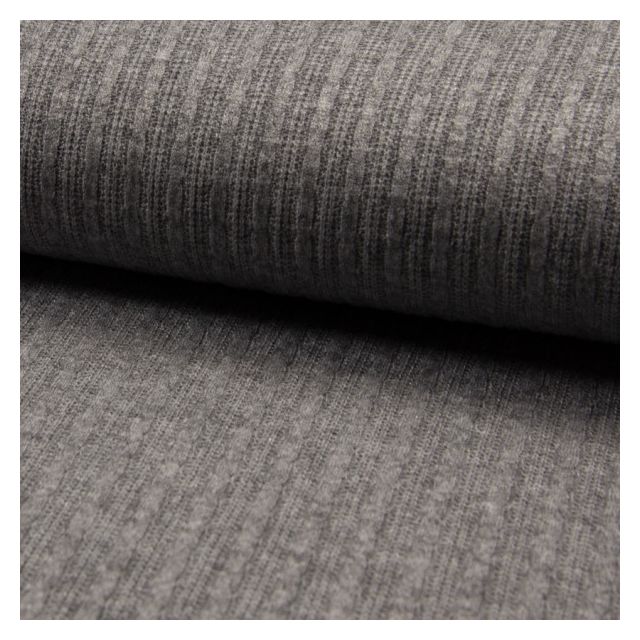 Coupon Tissu Maille Craftine Box Soft Grey Gris - Coupon de 90 cm