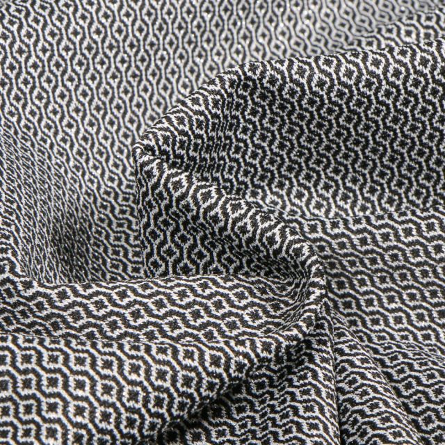 Tissu Jacquard extensible Alvé sur fond Noir