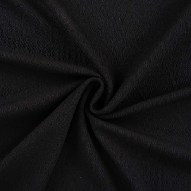 Coupon Tissu Jersey Piqué de coton spécial Polo uni Noir - Coupon de 30 cm