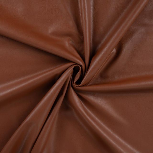 Tissu Simili Cuir Britney Stretch envers minky uni Caramel