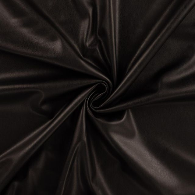 Tissu Simili Cuir Britney Stretch envers minky uni Noir