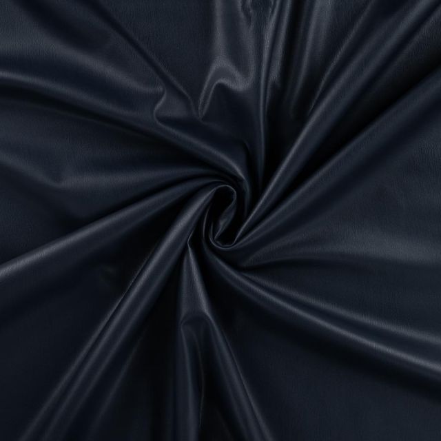 Tissu Simili Cuir Britney Stretch envers minky uni Bleu marine