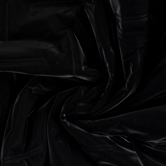 Tissu Doudoune matelassé Mila déperlant  uni Noir