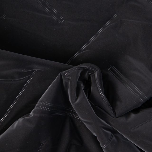 Tissu Doudoune matelassé Mila déperlant uni Noir