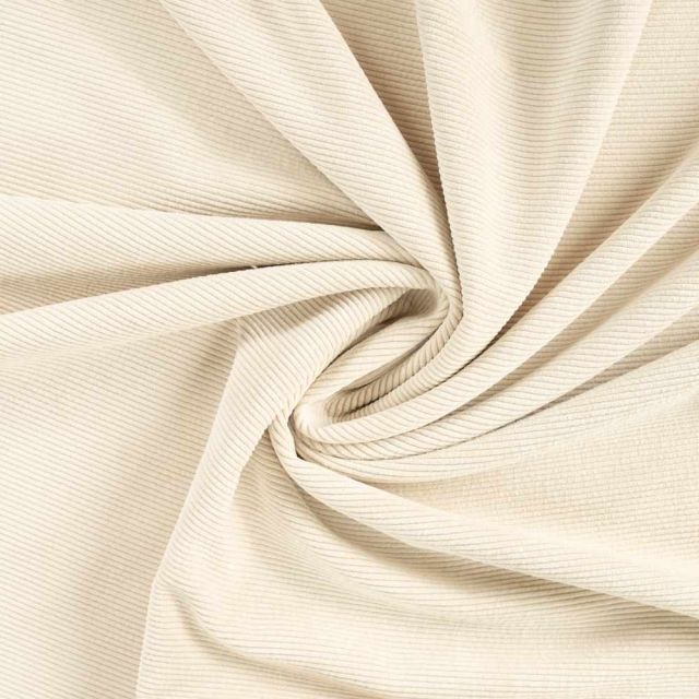 Tissu Velours Côtelé lavé Eden envers fausse fourrure uni Ecru