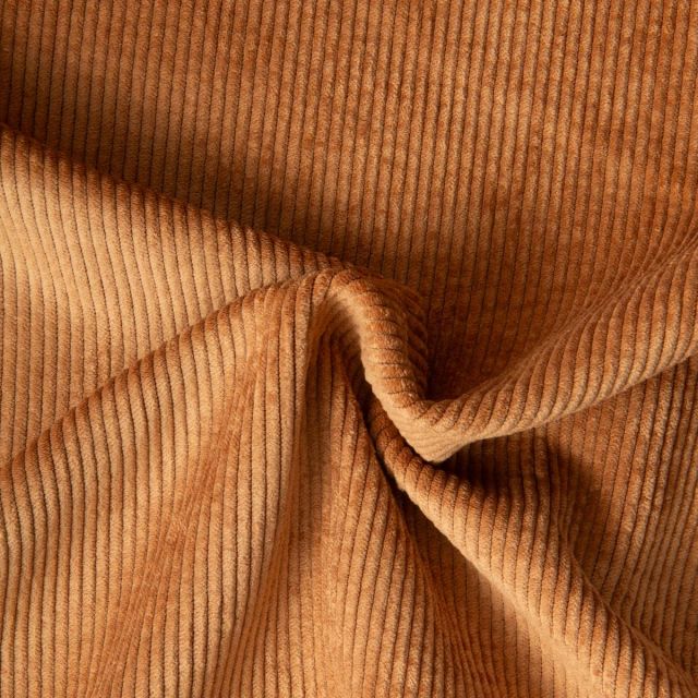 Tissu Velours Côtelé lavé Eden envers fausse fourrure uni Camel