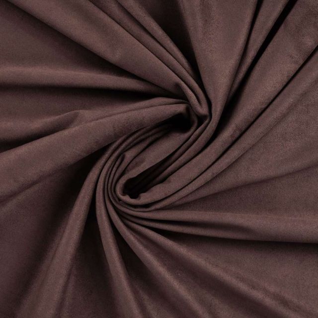 Tissu Suédine extensible Siena aspect daim uni  Marron foncé