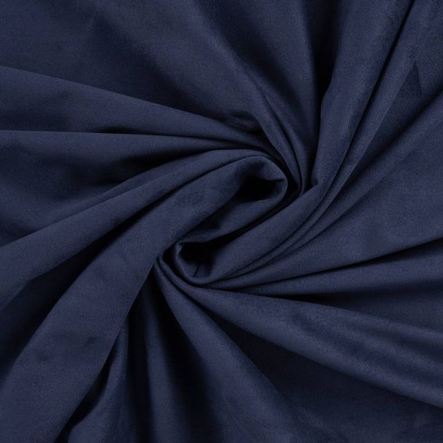 Tissu Suédine extensible Siena aspect daim uni  Bleu marine