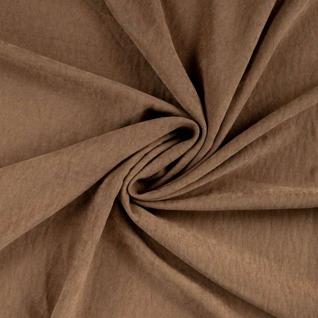 Tissu Suédine Melody  aspect peau de pêche envers satiné uni Noisette