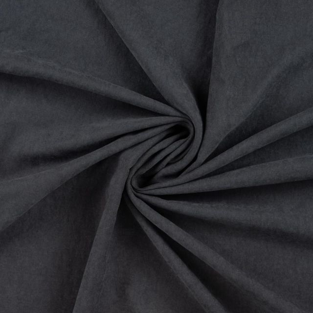 Tissu Suédine Melody  aspect peau de pêche envers satiné uni Noir