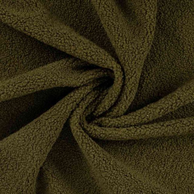 Tissu Fausse fourrure Mouton Elsa uni  Vert kaki