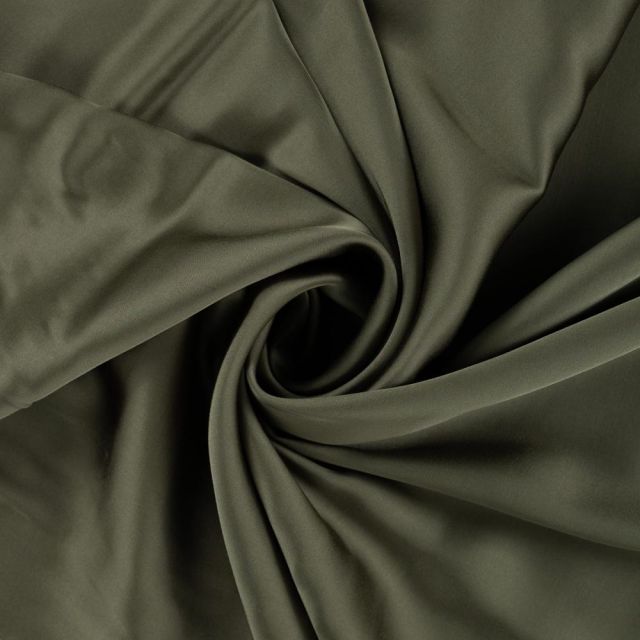 Tissu Viscose   Olivia touché Satin uni  Vert kaki