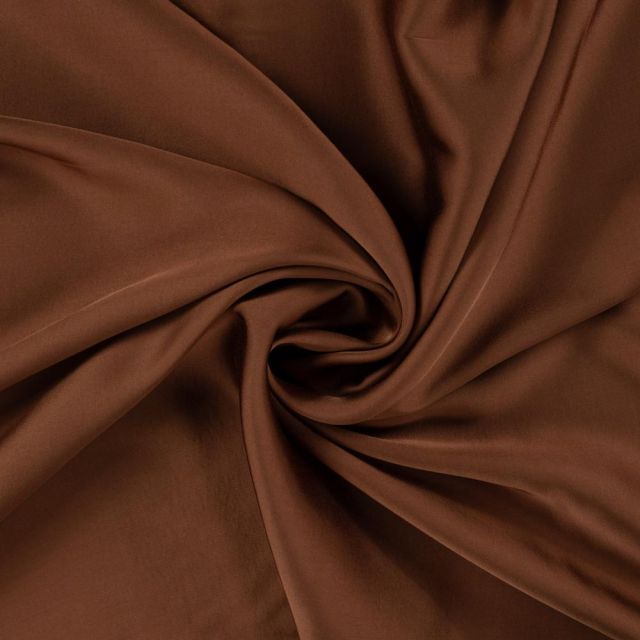Tissu Viscose   Olivia touché Satin uni  Marron chocolat