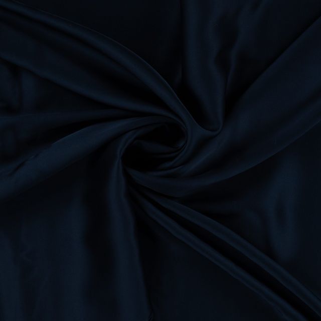 Tissu Viscose   Olivia touché Satin uni  Bleu marine