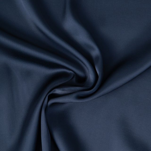 Tissu Viscose Olivia touché Satin uni Bleu marine