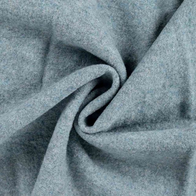 Tissu Laine bouillie  Isolde uni Bleu gris