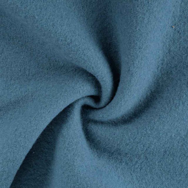 Tissu Laine bouillie  Isolde uni Bleu pétrole