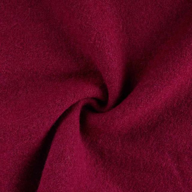 Tissu Laine bouillie  Isolde uni Bordeaux
