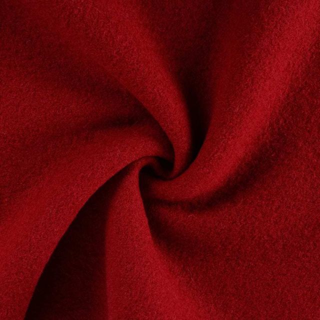 Tissu Laine bouillie  Isolde uni Rouge