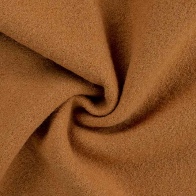 Tissu Laine bouillie  Isolde uni Caramel