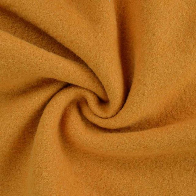 Tissu Laine bouillie  Isolde uni Jaune moutarde